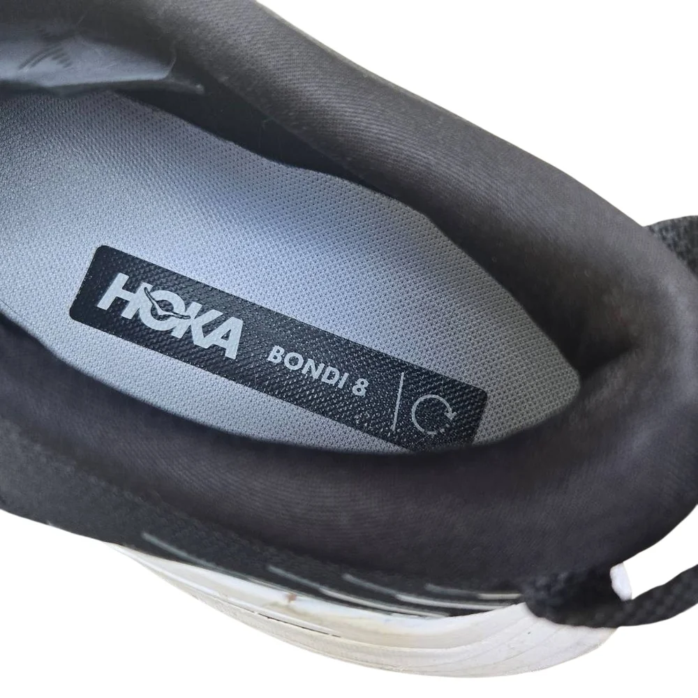 Hoka One One Bondi 8 Black and White Running Sneakers - Picture 5 of 8